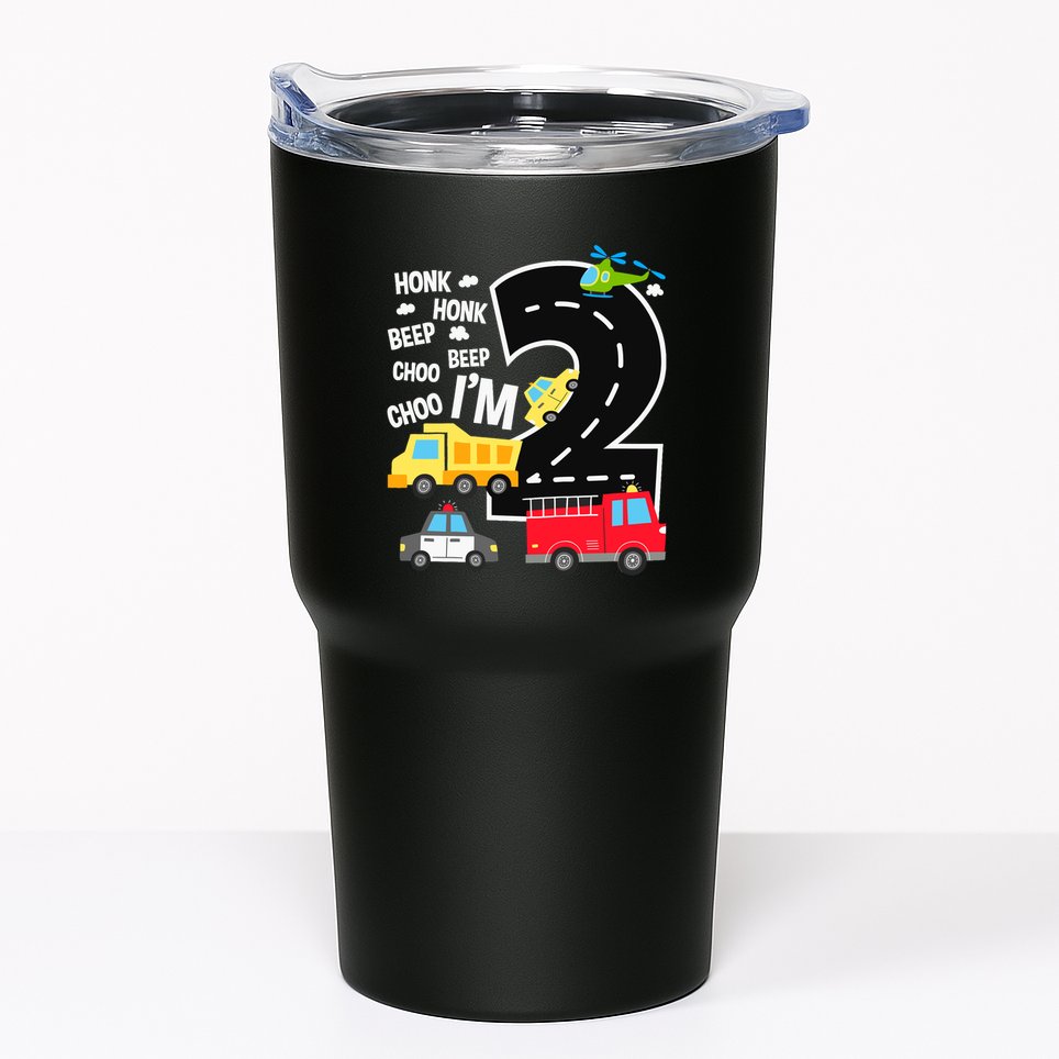IM 2 Year Old Transportation Birthday 2nd Boy Girl Tumbler