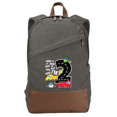 IM 2 Year Old Transportation Birthday 2nd Boy Girl Cotton Canvas Backpack