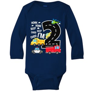 IM 2 Year Old Transportation Birthday 2nd Boy Girl Baby Long Sleeve Bodysuit