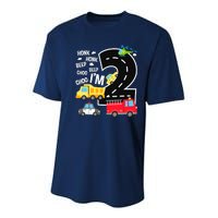 IM 2 Year Old Transportation Birthday 2nd Boy Girl Youth Performance Sprint T-Shirt