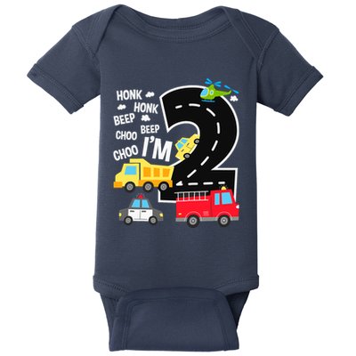IM 2 Year Old Transportation Birthday 2nd Boy Girl Baby Bodysuit