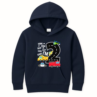 IM 2 Year Old Transportation Birthday 2nd Boy Girl Kids Hoodie