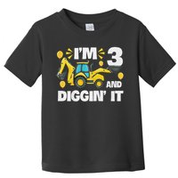 I'm 3 And Digging It Construction Excavator 3rd Birthday Toddler T-Shirt
