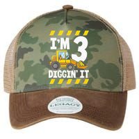 Im 3 And Digging It Funny 3rd Birthday Excavator Kids Legacy Tie Dye Trucker Hat