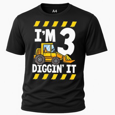 Im 3 And Digging It Funny 3rd Birthday Excavator Kids Performance Shirt