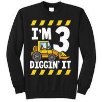 Im 3 And Digging It Funny 3rd Birthday Excavator Kids Sweatshirt