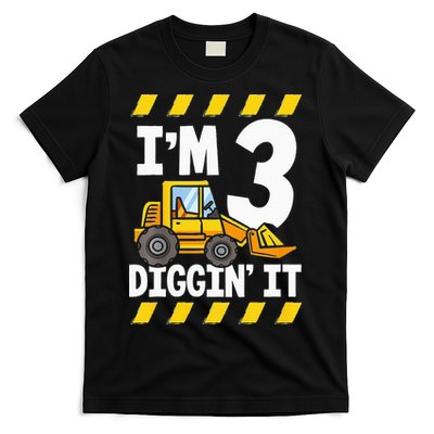 Im 3 And Digging It Funny 3rd Birthday Excavator Kids T-Shirt