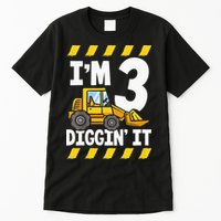 Im 3 And Digging It Funny 3rd Birthday Excavator Kids Tall T-Shirt