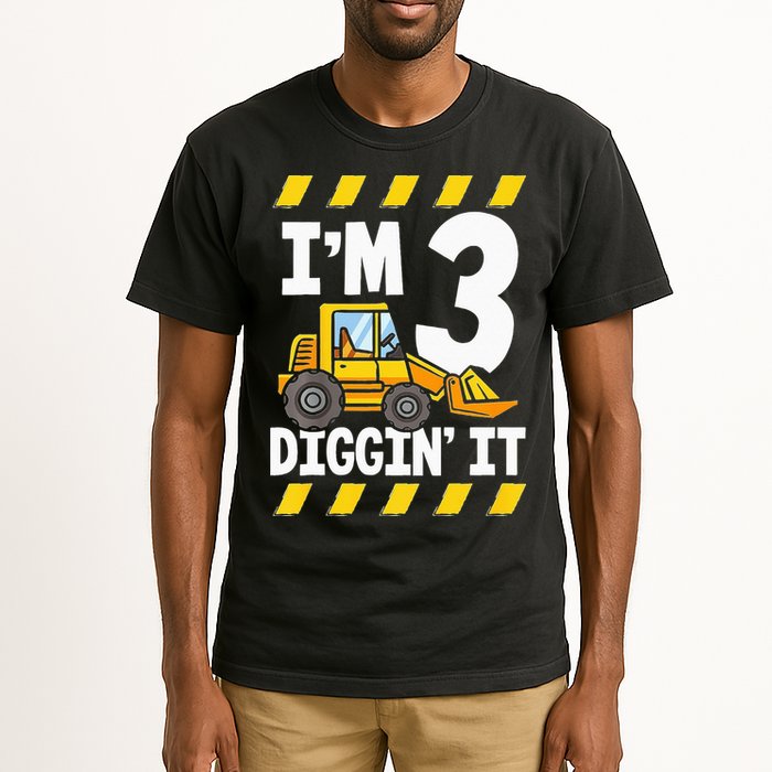 Im 3 And Digging It Funny 3rd Birthday Excavator Kids Tall T-Shirt