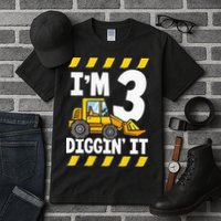 Im 3 And Digging It Funny 3rd Birthday Excavator Kids Tall T-Shirt