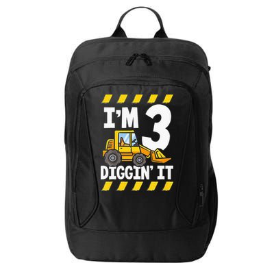 Im 3 And Digging It Funny 3rd Birthday Excavator Kids City Backpack