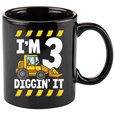 Im 3 And Digging It Funny 3rd Birthday Excavator Kids 11oz C Handle Ceramic Mug
