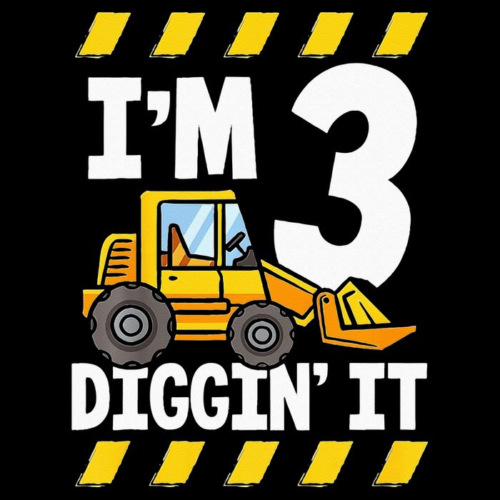 Im 3 And Digging It Funny 3rd Birthday Excavator Kids Drawstring Bag