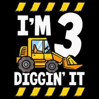 Im 3 And Digging It Funny 3rd Birthday Excavator Kids 16 in Basic Backpack
