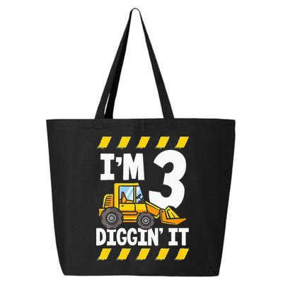 Im 3 And Digging It Funny 3rd Birthday Excavator Kids 25L Jumbo Tote