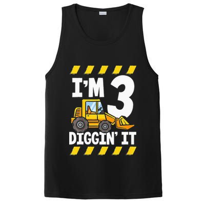 Im 3 And Digging It Funny 3rd Birthday Excavator Kids PosiCharge Competitor Tank