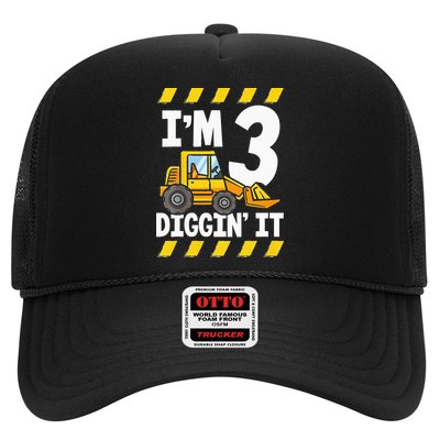 Im 3 And Digging It Funny 3rd Birthday Excavator Kids Trucker Hat