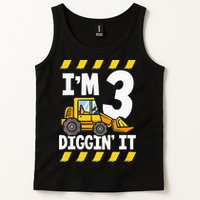 Im 3 And Digging It Funny 3rd Birthday Excavator Kids Tank Top