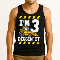 Im 3 And Digging It Funny 3rd Birthday Excavator Kids Tank Top