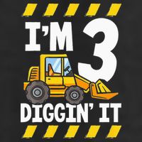 Im 3 And Digging It Funny 3rd Birthday Excavator Kids Microfiber Hand Towel