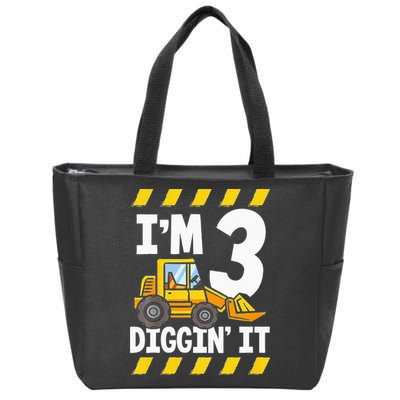 Im 3 And Digging It Funny 3rd Birthday Excavator Kids Zip Tote Bag