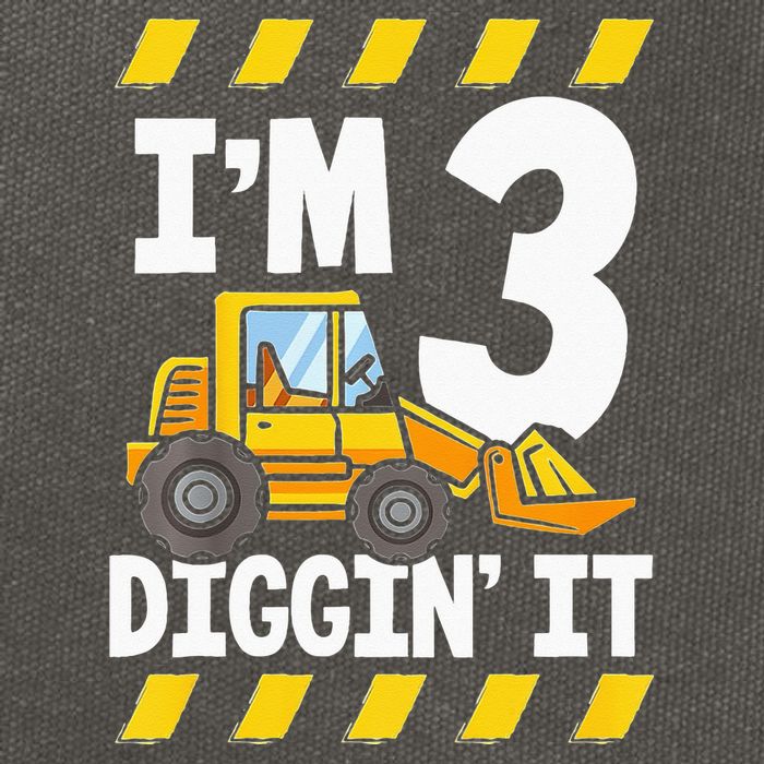 Im 3 And Digging It Funny 3rd Birthday Excavator Kids Cotton Canvas Backpack