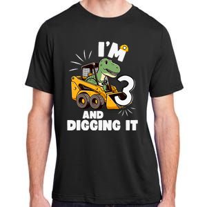 IM 3 And Digging It 3rd Birthday Dinosaur Construction Adult ChromaSoft Performance T-Shirt