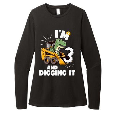 IM 3 And Digging It 3rd Birthday Dinosaur Construction Womens CVC Long Sleeve Shirt