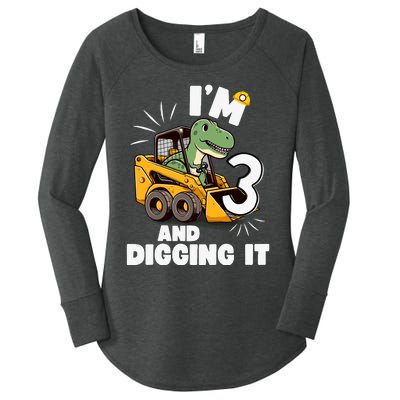 IM 3 And Digging It 3rd Birthday Dinosaur Construction Women's Perfect Tri Tunic Long Sleeve Shirt