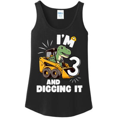 IM 3 And Digging It 3rd Birthday Dinosaur Construction Ladies Essential Tank