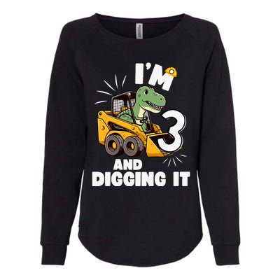 IM 3 And Digging It 3rd Birthday Dinosaur Construction Womens California Wash Sweatshirt