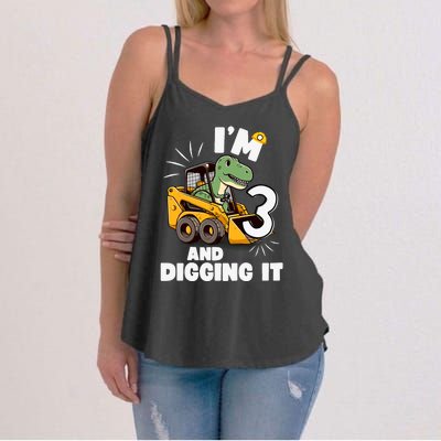 IM 3 And Digging It 3rd Birthday Dinosaur Construction Women's Strappy Tank