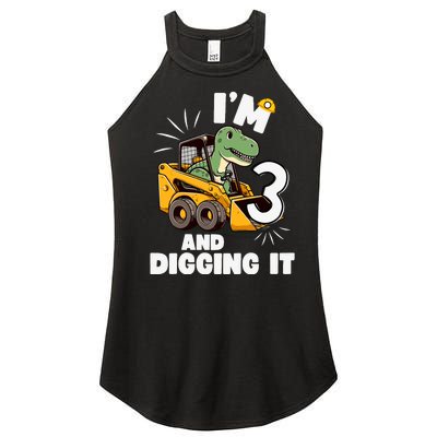 IM 3 And Digging It 3rd Birthday Dinosaur Construction Women's Perfect Tri Rocker Tank