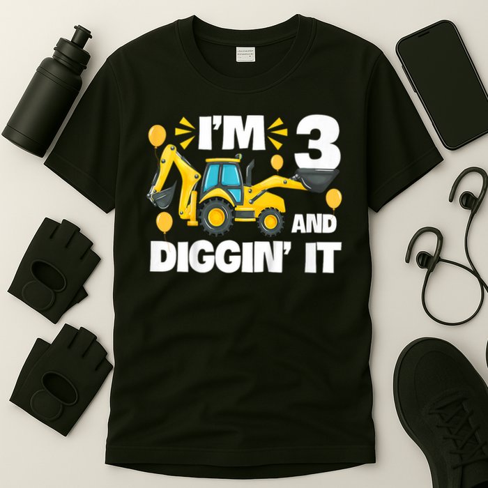 I'm 3 And Digging It Construction Excavator 3rd Birthday T-Shirt