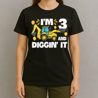 I'm 3 And Digging It Construction Excavator 3rd Birthday T-Shirt