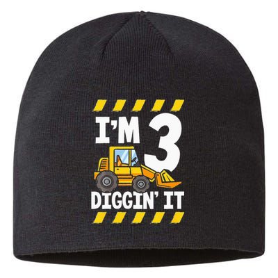 Im 3 And Digging It Funny 3rd Birthday Excavator Kids Sustainable Beanie