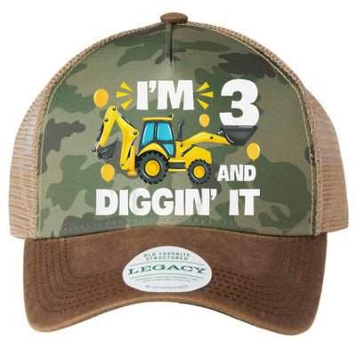 IM 3 And Digging It Construction Excavator 3rd Birthday Legacy Tie Dye Trucker Hat