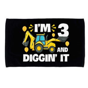 IM 3 And Digging It Construction Excavator 3rd Birthday Microfiber Hand Towel