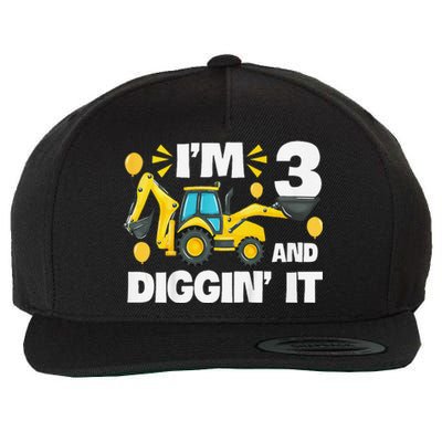 IM 3 And Digging It Construction Excavator 3rd Birthday Wool Snapback Cap