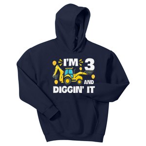 IM 3 And Digging It Construction Excavator 3rd Birthday Kids Hoodie