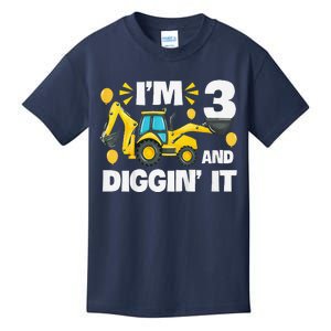 IM 3 And Digging It Construction Excavator 3rd Birthday Kids T-Shirt