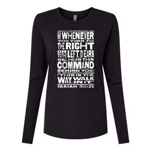 Isaiah 30:21 Bible Verse Quote Womens Cotton Relaxed Long Sleeve T-Shirt