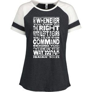 Isaiah 30:21 Bible Verse Quote Enza Ladies Jersey Colorblock Tee