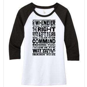 Isaiah 30:21 Bible Verse Quote Women's Tri-Blend 3/4-Sleeve Raglan Shirt