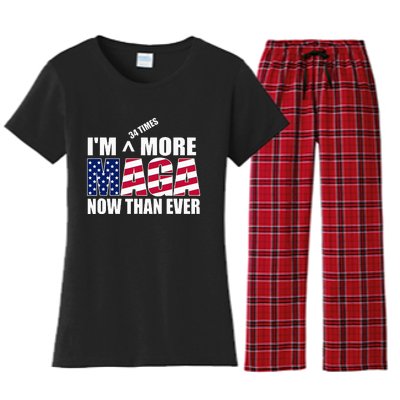 IM 34 Times More Maga Now Than Ever Felon Trump 2024 Women's Flannel Pajama Set