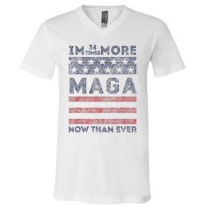 IM 34 Times More Maga Now Than Ever Felon Trump 2024 V-Neck T-Shirt