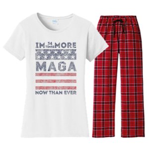 IM 34 Times More Maga Now Than Ever Felon Trump 2024 Women's Flannel Pajama Set