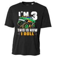 I'm 3 This is how I roll Monster Truck 3rd Birthday Cooling Performance Crew T-Shirt