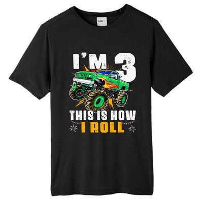 I'm 3 This is how I roll Monster Truck 3rd Birthday Tall Fusion ChromaSoft Performance T-Shirt