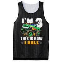 I'm 3 This is how I roll Monster Truck 3rd Birthday Mesh Reversible Basketball Jersey Tank